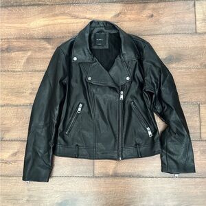 Elodie Black Leather Jacket with Silver Details